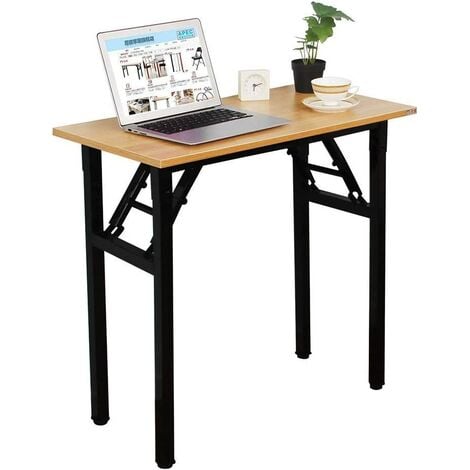 soges Klapptisch kleiner Computertisch Schreibtisch Klappbar und Montagefrei,Tisch aus E1 Holzwerkstoffen und Stahlrahmen,Konferenztische,PC Tisch Bürotisch Esstisch für Zuhause und Büro