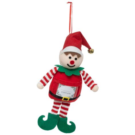 Soggetto folletto con targhetta 20 cm in poliestere ragazzo - Feeric lights & christmas