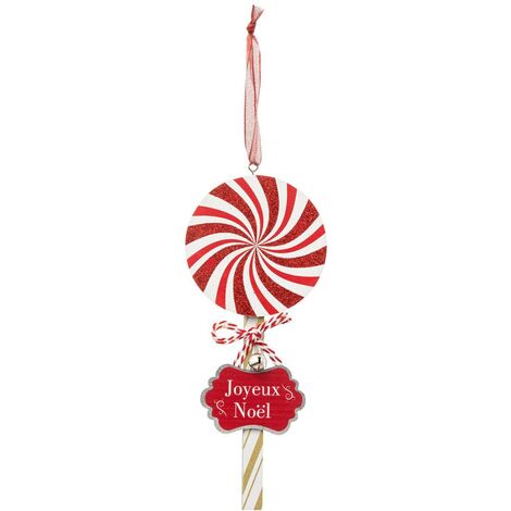 Soggetto per caramelle rotondo 21cm legno rosso bianco - Feeric lights & christmas