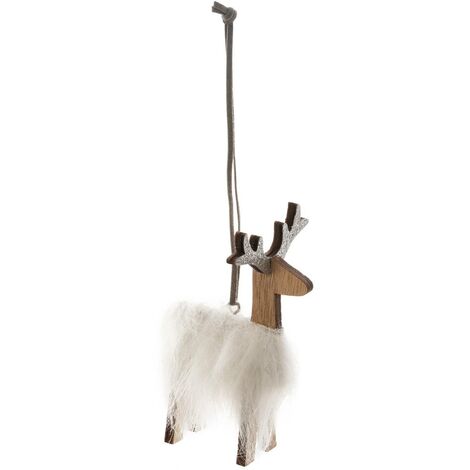 Soggetto renna con pelliccia l.11cm legno - Feeric lights & christmas