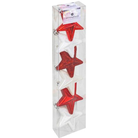 Soggetto stella di plastica x 6 rosso bianco - Feeric lights & christmas