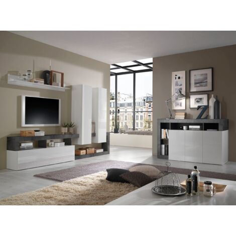 Soggiorno Clea linea Frame in Bianco Lucido e Ossido