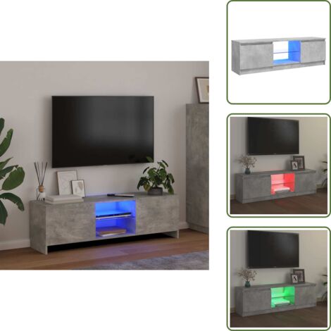 Soggiorno - vidaXL Mobile Porta TV con Luci LED Grigio Cemento 120x30x36 cm - Camera da letto