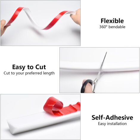 Soglia per doccia, in silicone, autoadesiva, 100 cm, per separazione tra umido e asciutto, bagno, cucina, grigia, 1 m, altezza 1,2 cm