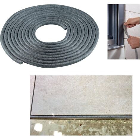 Soglia per finestra, terrazza, porta, in polietilene, con guarnizione in schiuma, insonorizzante, con fondo rotondo e impermeabile (Ø20mm x 5m)