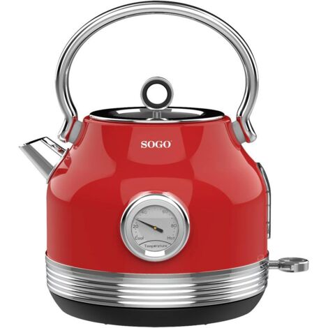 SOGO Human Technology Bollitore senza filo, Protezione da surriscaldamento, Custodia Cool-Touch Rosso (metallico) Capac