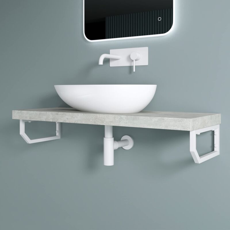 Doporro Équerre de Fixation Plan de Toilette Étagère Tablette Murale Porte-Serviette en Acier Inoxydable 1 Pièce Blanc 33x2x15cm WH03