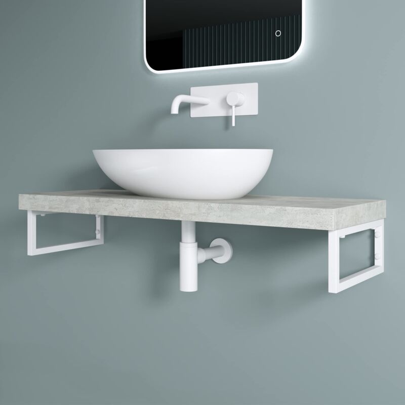 Doporro Équerre de Fixation Plan de Toilette Étagère Tablette Murale Porte-Serviette en Acier Inoxydable 1 Pièce Blanc 35x2x15cm WH01