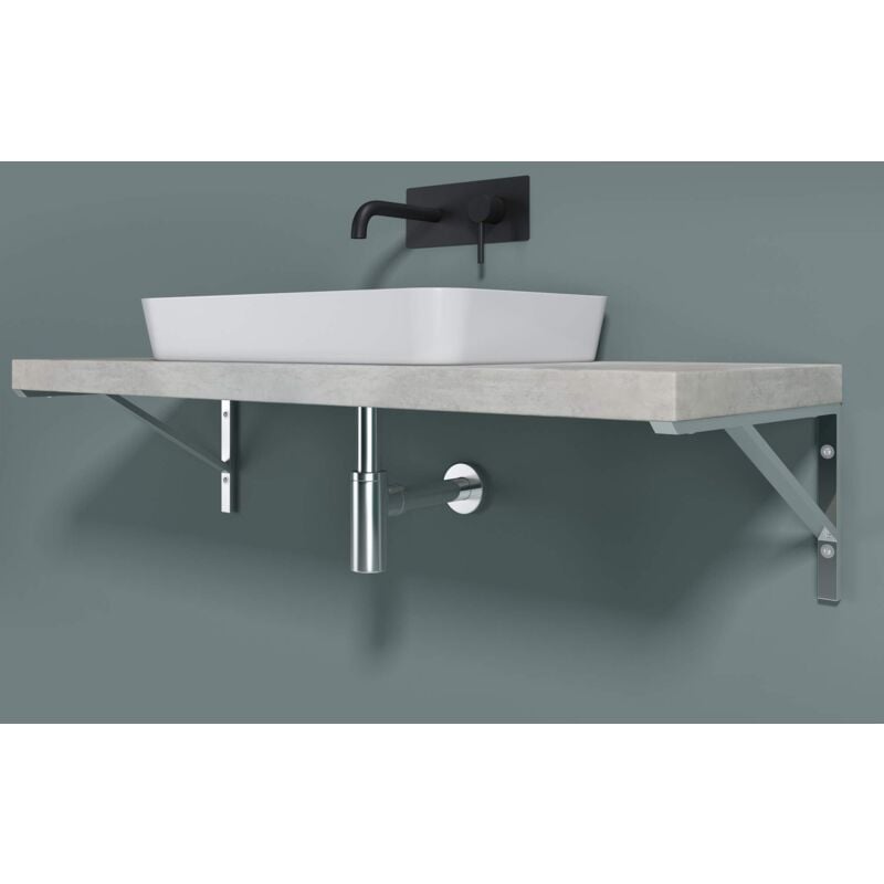 Doporro Équerre de Fixation Plan de Toilette Étagère Tablette Murale Porte-Serviette en Acier Inoxydable 2 Pièces Chromé 50cm WH02