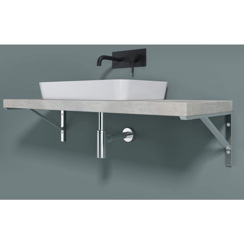 Doporro Équerre de Fixation Plan de Toilette Étagère Tablette Murale Porte-Serviette en Acier Inoxydable 3 Pièces Chromé 50cm WH02