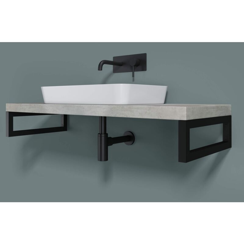 Doporro Équerre de Fixation Plan de Toilette Étagère Tablette Murale Porte-Serviette en Acier Inoxydable 2 Pièces Noir 50x3x15cm WH01
