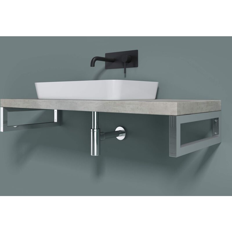 doporro Équerre de Fixation Plan de Toilette Étagère Tablette Murale Porte-Serviette en Acier Inoxydable 3 Pièces Chromé 45x3x15cm WH01