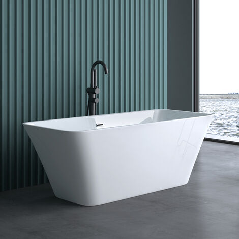 Sogood Baignoire îlot rectangulaire 150cm blanc Vicenza529OA acrylique avec bonde 150x75x58cm