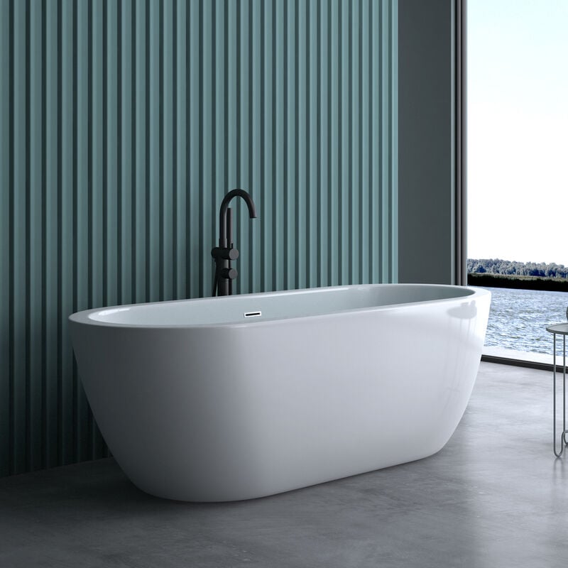 Sogood Baignoire îlot ovale 180cm blanc Vicenza501 acrylique 180x80x60 - Blanc