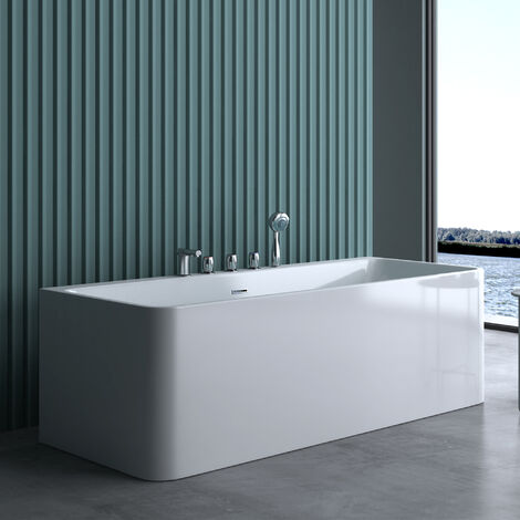 Sogood Baignoire rectangulaire 170cm pour salle de bains Vicenza601 avec robinetterie 170x80x57