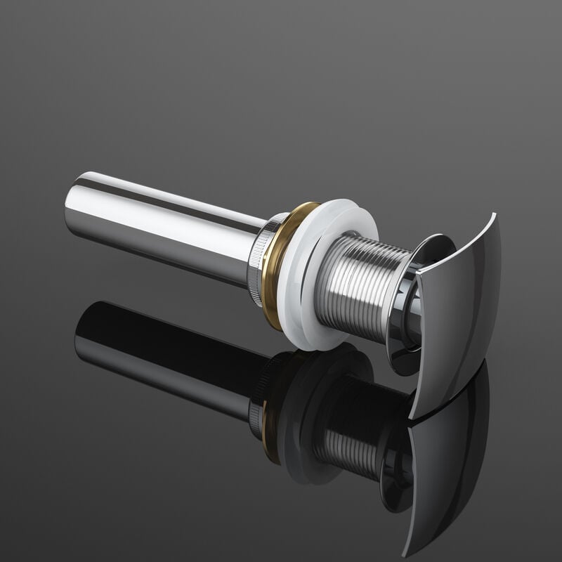 Bonde de lavabo et vasque chromé carrée sans trop plein système automatique clic-clac PU06 - Chromé - Sogood