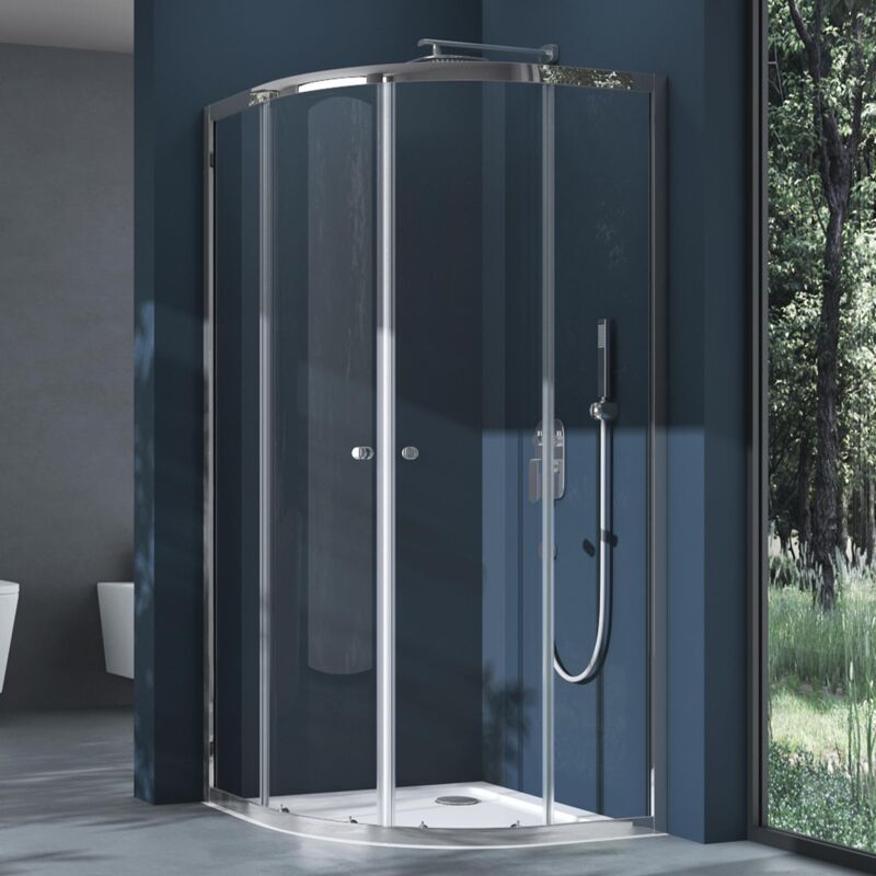 Sogood - Cabine de Douche avec Portes Coulissantes Pare-Douche en Quart de Cercle Verre Transparent esg Ravenna32K 100x100x190cm - Transparent