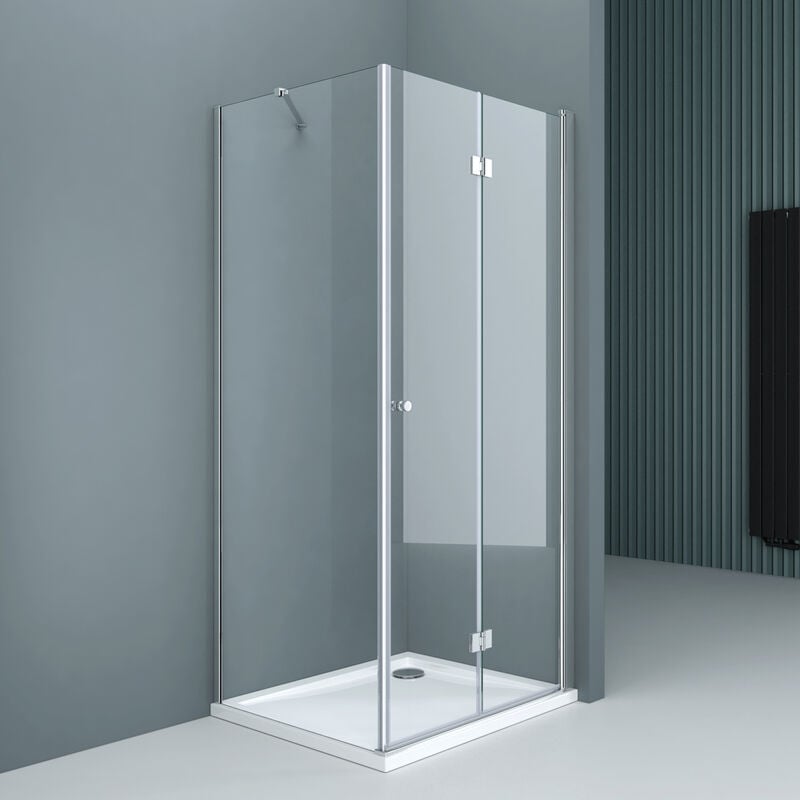 Cabine de Douche en Angle 90x120x190 Paroi de Douche Design Ravenna27K en Verre Transparant de 6mm Traitement nano Anti-calaire - Transparent - Sogood