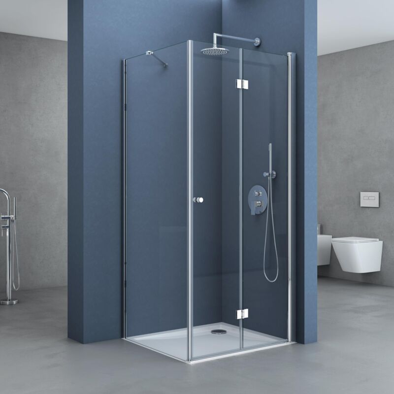 Sogood - doporro Cabine de Douche en Angle 75x75x190 Paroi de Douche Design Ravenna27K en Verre Transparant de 6mm Traitement nano Anti-calaire