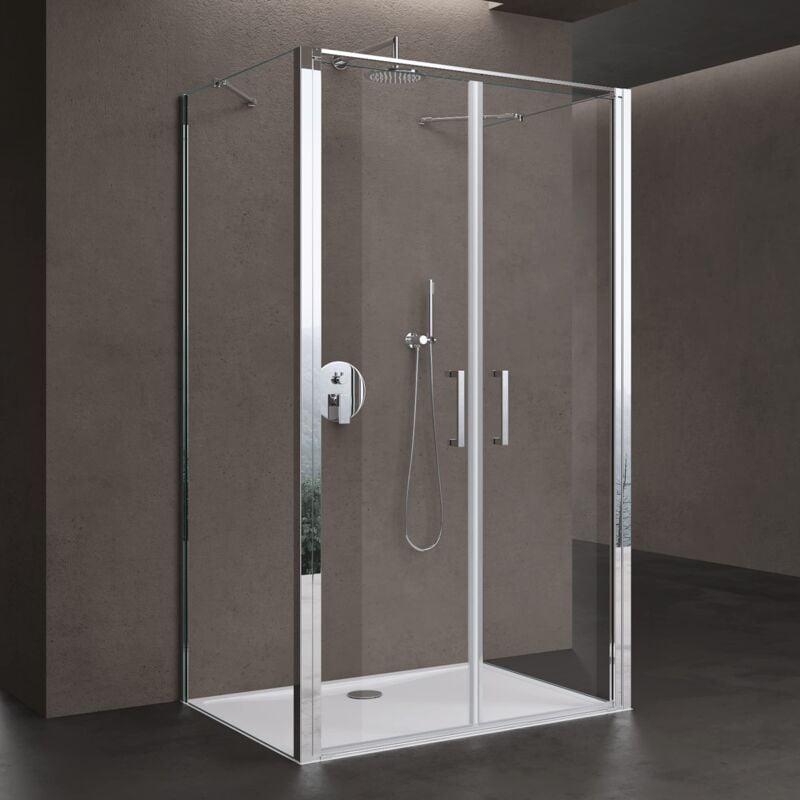 Doporro - Cabine de Douche Rectangulaire 80x120x195cm Paroi de Douche Design Ravenna66UK Forme u avec Receveur de Douche Verre Transparent de 8mm