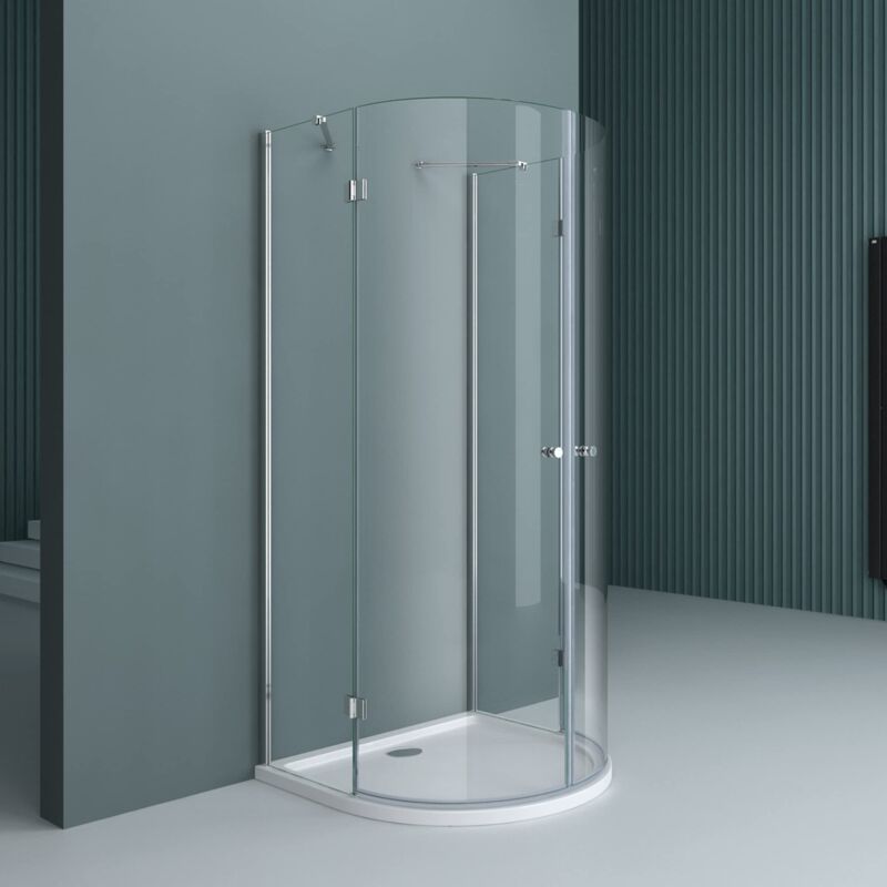 Doporro - Cabine de douche ronde paroi de douche 1/2 cercle verre de sécurité 8mm transparent 100x100cm Ravenna03K