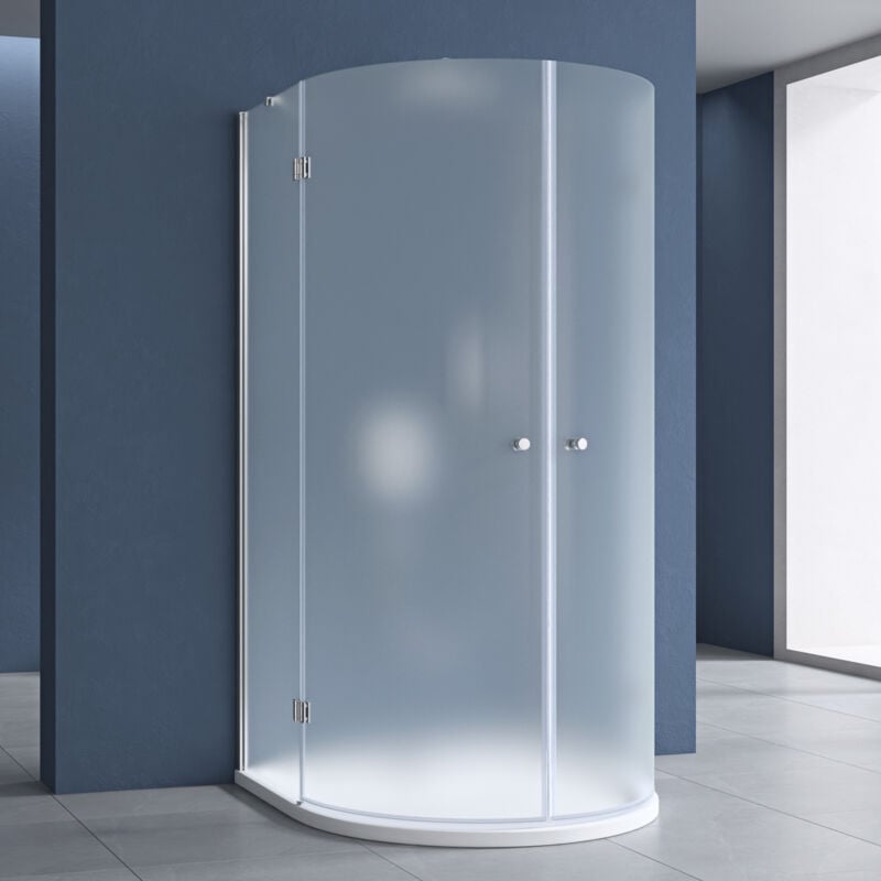 Doporro - Cabine de douche ronde paroi de douche 1/2 cercle verre de sécurité 8mm opaque 90x90cm Ravenna03S