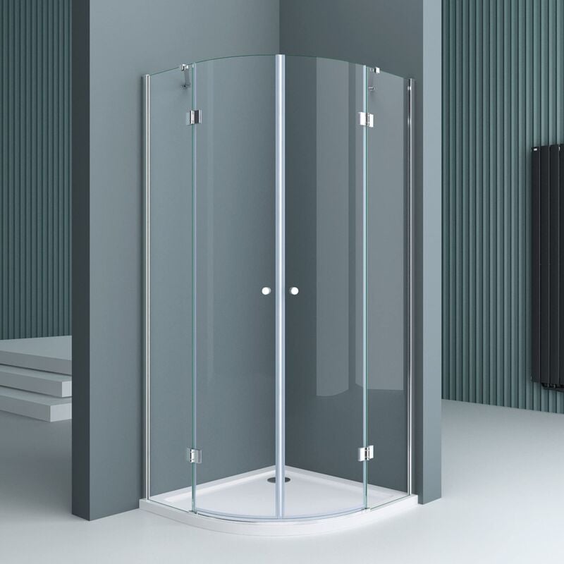 Doporro - Cabine de Douche Transparent Quart de Cercle 80x80x190cm Paroi de douche avec Porte Pivotante Verre de Sécurité Nano Ravenna02K