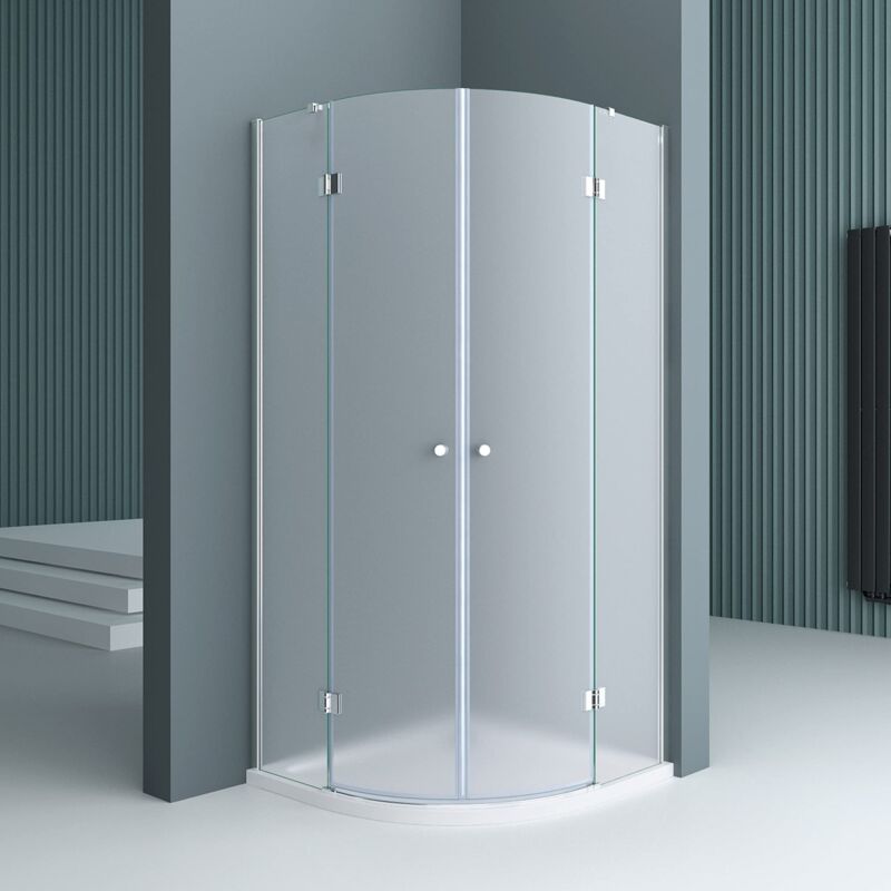Doporro - Cabine de Douche Opaque Quart de Cercle 100x100x190cm Paroi de douche avec Receveur de Douche Verre de Sécurité Nano Ravenna02VS