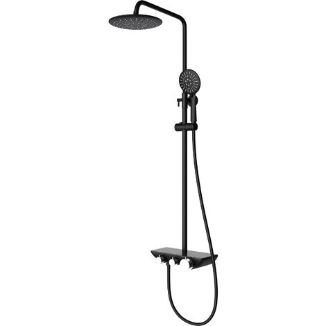 Sogood Colonne de douche noir avec robinetterie système de douche complet mitigeur pomme haute douchette flexible
