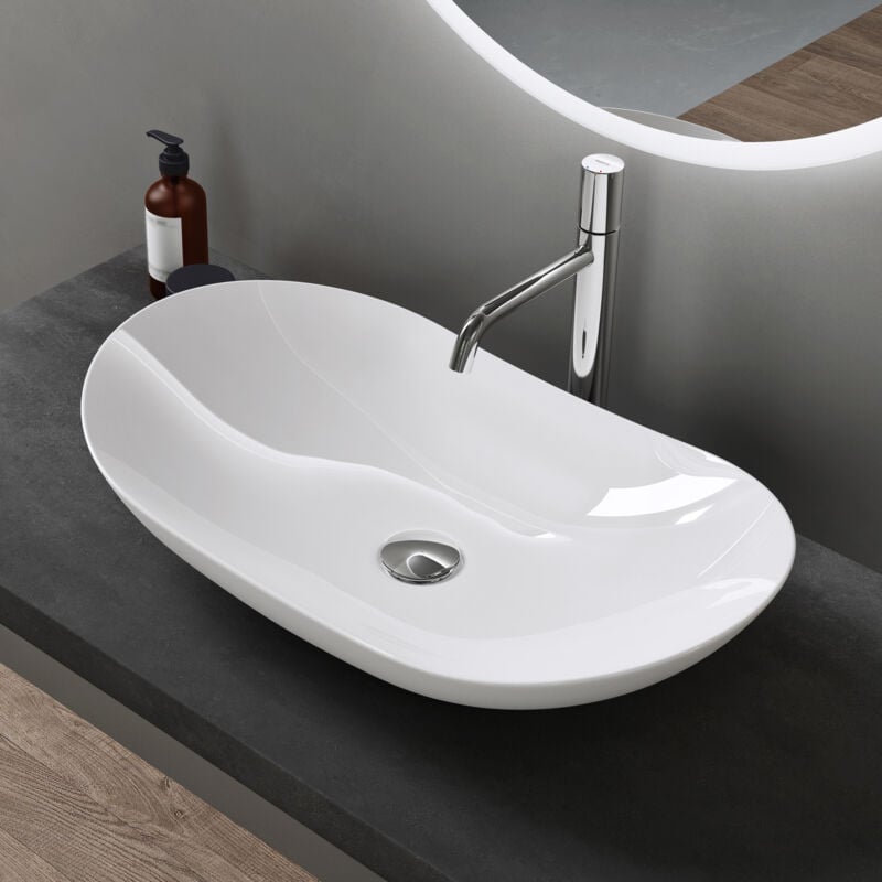 Doporro - Sogood Lavabo vasque à poser blanc 63cm lave main Bruxelles858 63x36,5x14cm