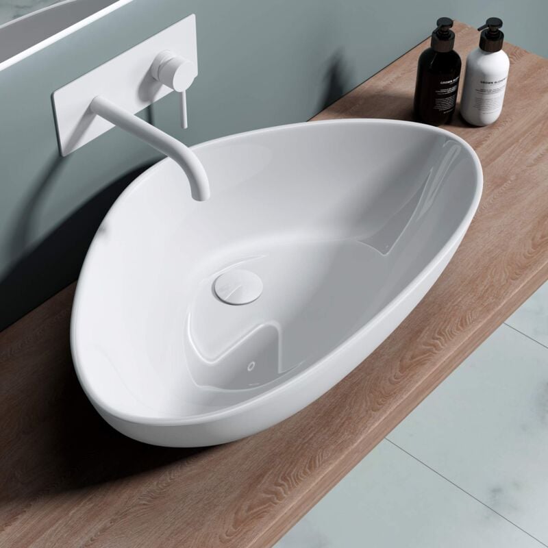 Doporro - Lavabo vasque à poser blanc 67cm lave main Bruxelles895 66,5x44x14cm