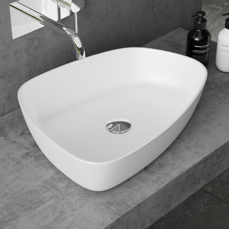 Doporro - Lavabo Vasque à Poser Blanc Mat 50cm Lave Main Colossum806 51x39x12 cm