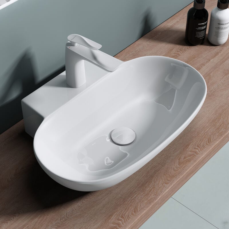 Doporro - Lavabo vasque à poser ou monter au mur evier design Bruxelles899 56x39,5x12,5cm