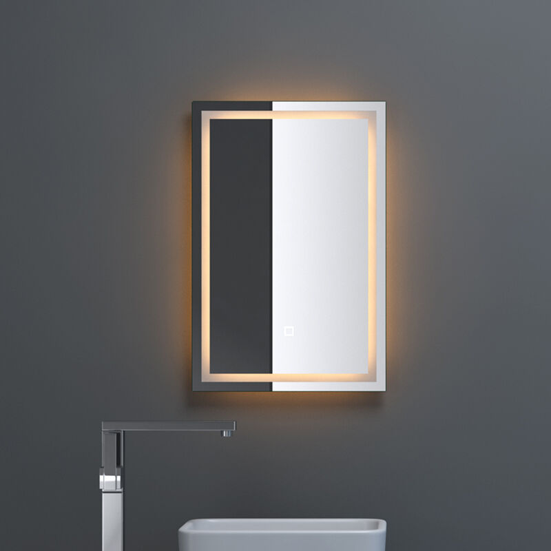 Miroir de Salle de Bains Lumineux avec Éclairage led Glace Éclairé Interrupteur Tactile 40x60 cm - Transparent - Sogood