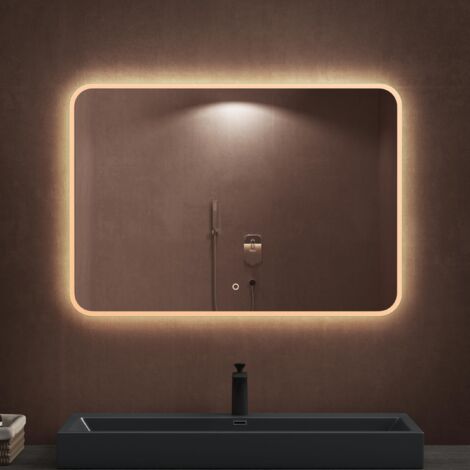 Sogood – Miroir lumineux de salle de bain 100x70 cm – Éclairage LED réglable – Interrupteur tactile – Revêtement antibuée pour confort