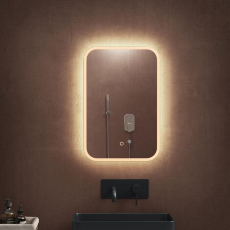 Sogood – Miroir lumineux de salle de bain 40x60 cm – Éclairage LED blanc chaud/neutre/froid – Interrupteur tactile – Revêtement antibuée