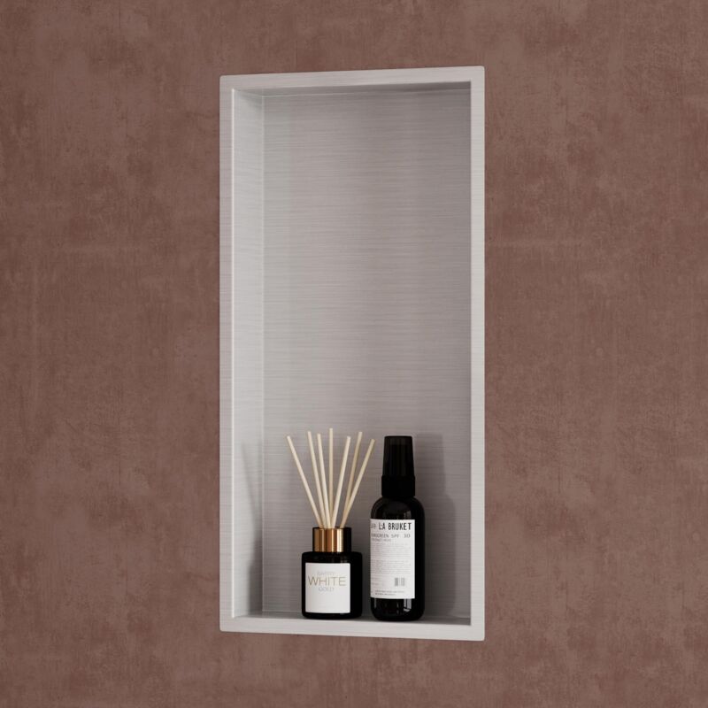 Niche de Douche à Carreler Argent 30x60cm Étagère Murale à Encastrer en Acier Inoxydable 1 Pièce - Doporro