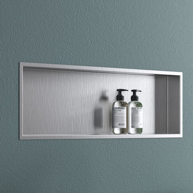 Niche de Douche à Carreler Argent 30x90cm Étagère Murale à Encastrer en Acier Inoxydable - Doporro
