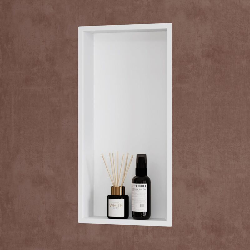 Doporro Niche de Douche à Carreler Blanche 30x60cm Étagère Murale à Encastrer en Acier Inoxydable 1 Pièce