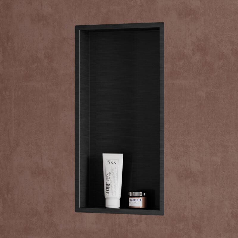 Doporro Niche de Douche à Carreler Noir 30x60cm Étagère Murale à Encastrer en Acier Inoxydable 1 Pièce