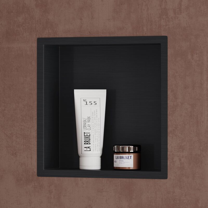 Doporro Niche de Douche à Carreler Noir 30x30cm Étagère Murale à Encastrer en Acier Inoxydable 1 Pièce