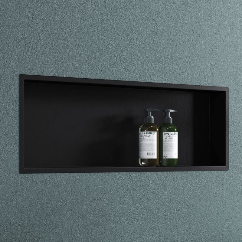 Niche de Douche à Carreler Étagère Murale à Encastrer en Acier Inoxydable 1 Pièce Noir 30x90cm - Sogood