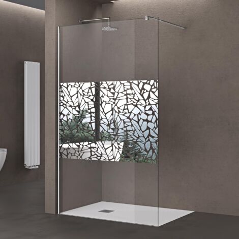 Sogood® Paroi de douche à l'italienne Bremen02BL pare douche avec stabilisateur verre de sécurité 10mm revêtement NANO