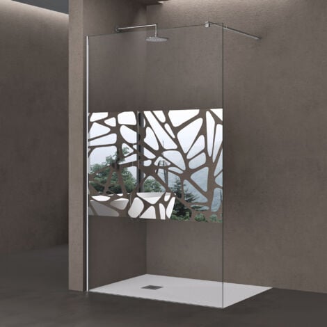 Sogood® Paroi de douche à l'italienne Bremen02BL pare douche avec stabilisateur verre de sécurité 10mm revêtement NANO