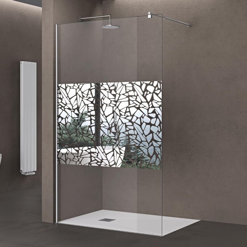 Paroi de Douche à L'italienne 80cm Pare-douche avec Stabilisateur Rond Chorme Verre de Sécurité 10mm Revêtement nano 80x200cm Bremen02BL - Doporro