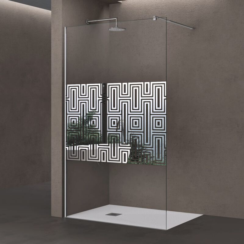 Doporro Paroi de douche à l'italienne 120cm Bremen02DM pare douche avec stabilisateur rectangulaire verre de sécurité de 10 mm revêtement nano
