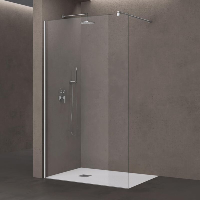 Paroi de Douche à L'italienne Transparent 50cm Pare-Douche Verre de Sécurité 10mm Bremen02K 50x200cm avec Stabilisateur en Acier Inoxydable - Doporro