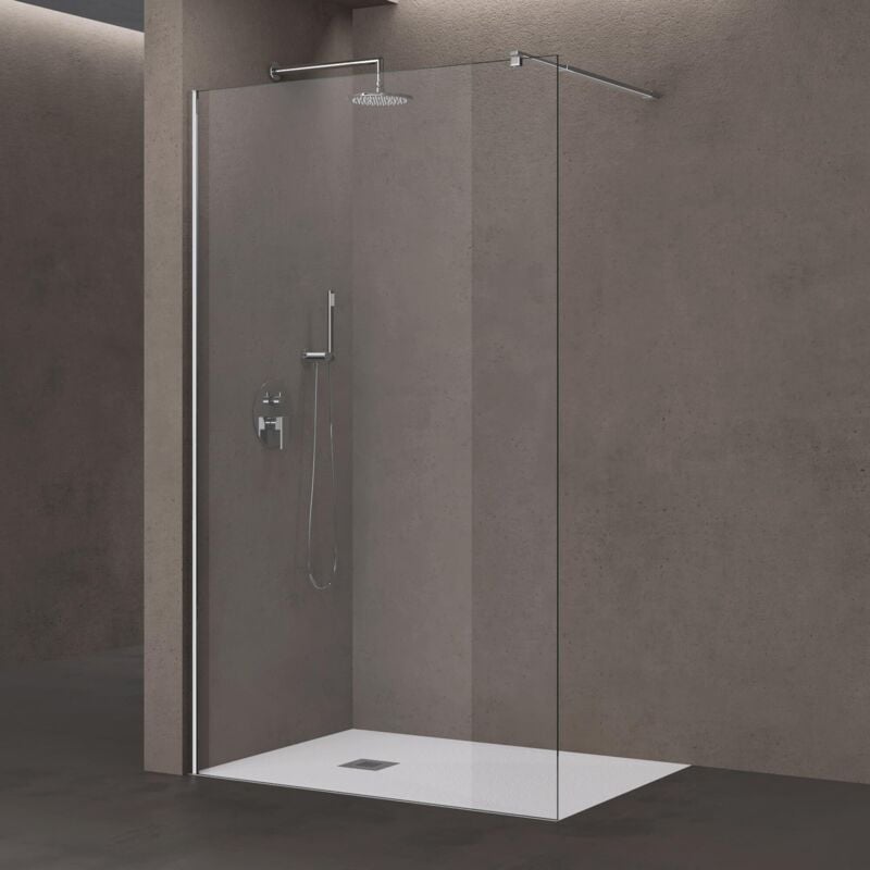 Paroi de Douche à L'italienne Transparent 80cm Pare-Douche Verre de Sécurité 10mm Bremen02K 80x200cm avec Stabilisateur en Acier Inoxydable - Doporro