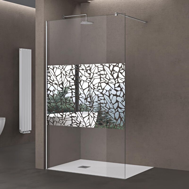 Doporro Paroi de Douche à L'italienne avec Stabilisateur Rectangulaire Chorme Verre de Sécurité 10mm Revêtement nano 90 x 200 cm Bremen02BL