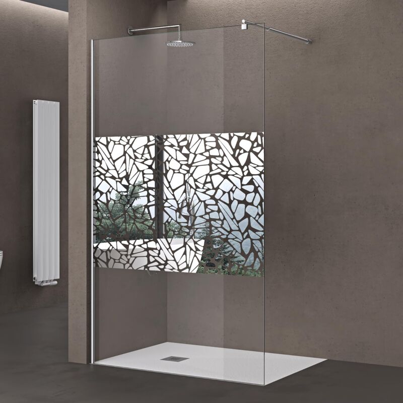 Doporro Paroi de Douche à L'italienne 90cm Pare-douche avec Stabilisateur Rond Chorme Verre de Sécurité 10mm Revêtement nano 90x200cm Bremen02BL